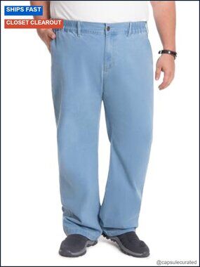 Big & Tall Men's Relaxed Fit Straight Leg Stretch Denim Jeans with Elastic Waist